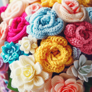 Crocheted flower bouquets